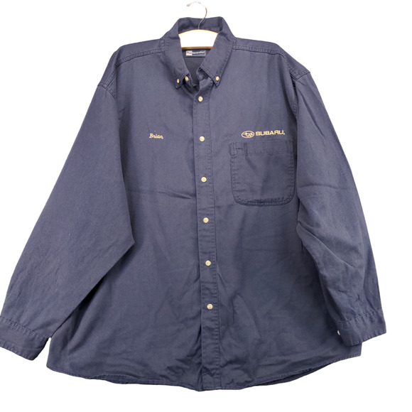 Subaru Men's Employee Uniform Workwear Shirt Blue Size 2XL Long Sleeve - Picture 1 of 15